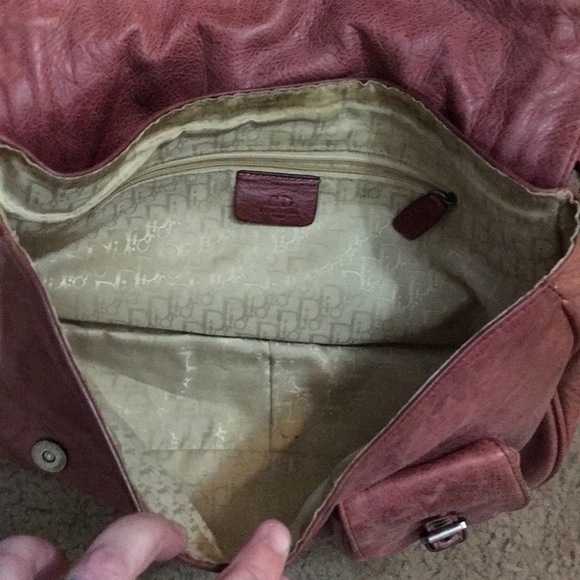 Christian Dior maroon/pink leather saddle gaucho purse - Picture 8 of 10